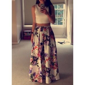 two piece floral prom dress